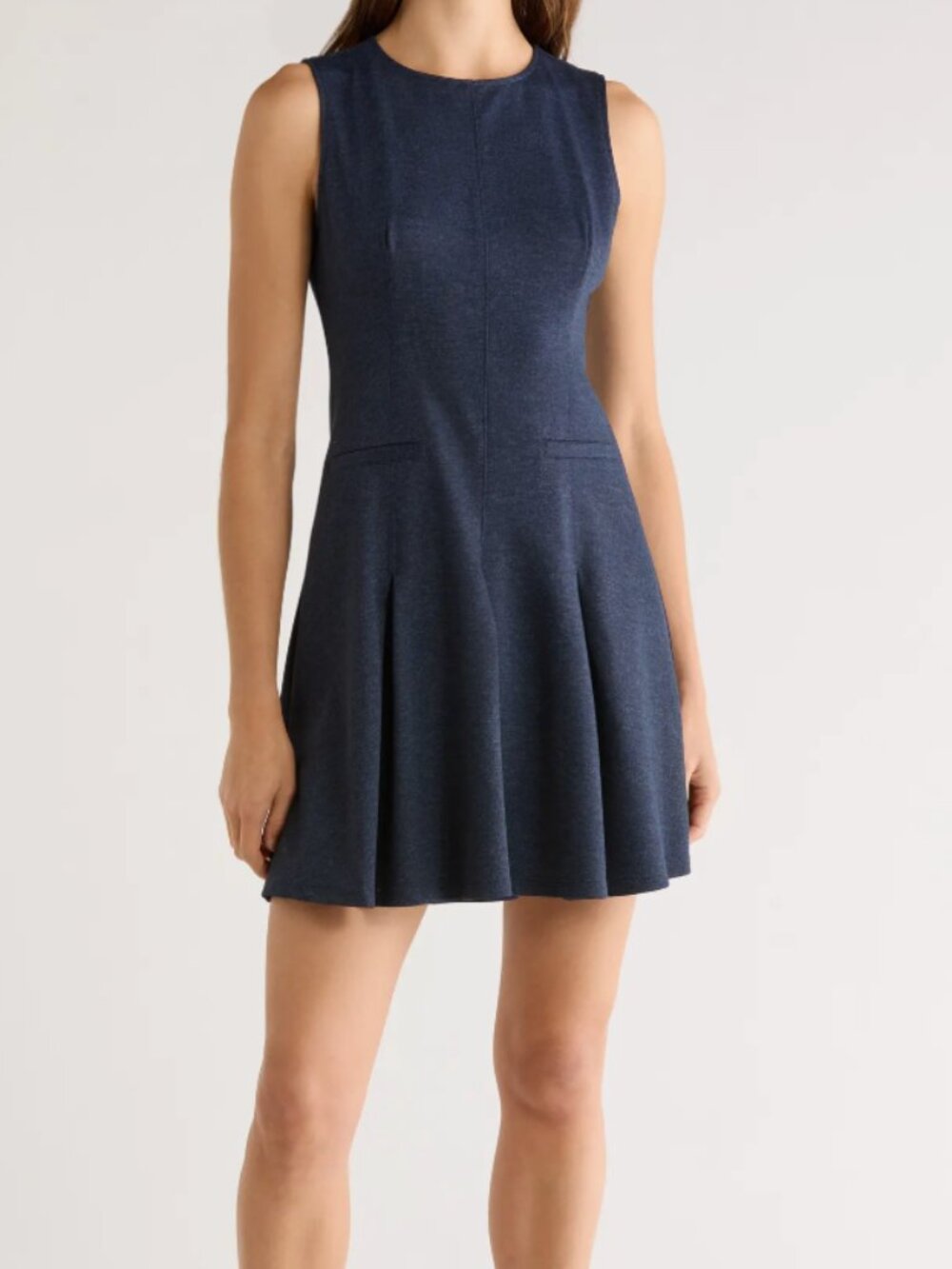NWT Halogen Fit & Flare Denim Knit Mini Dress 10P indigo navy